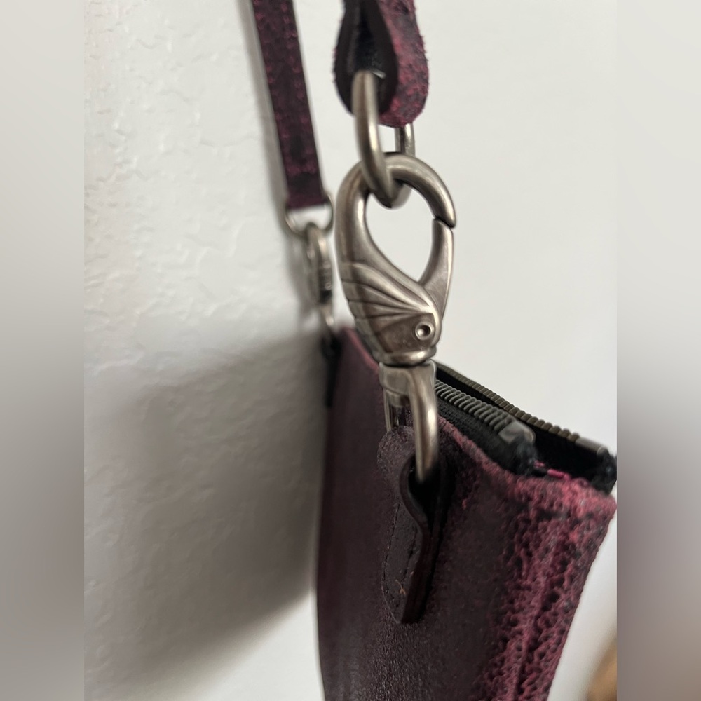 HD BIKER BAG all leather deep purple black distressed studded convertible bag - Picture 7 of 13